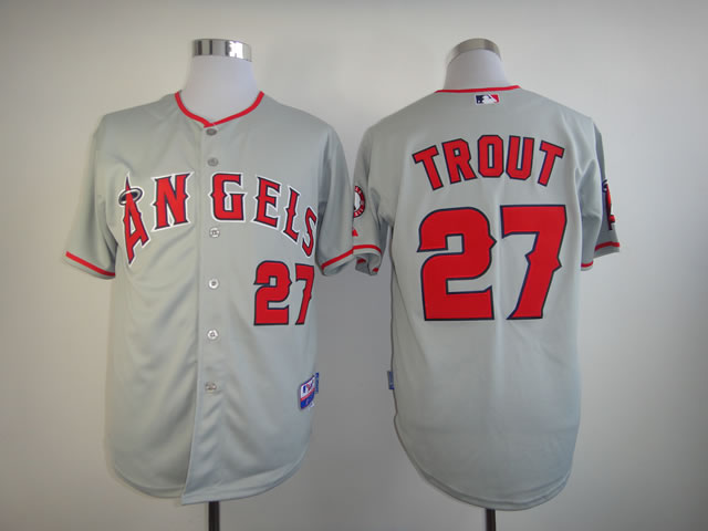 Men Los Angeles Angels #27 Trout Grey MLB Jerseys->los angeles angels->MLB Jersey